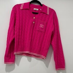 Sandro Pink V-Neck Sweater